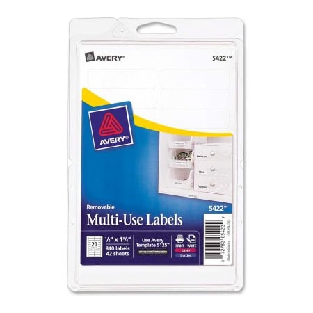 Avery Avery Print or Write Removable Multi-Use Labels, 1/2 x 1-3/4, White, 840/Pack 5422